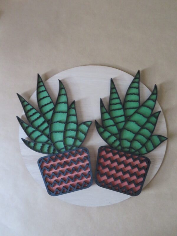 Houten cactus decoratie