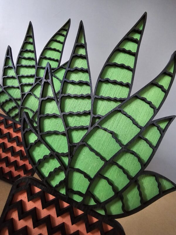 Houten cactus decoratie