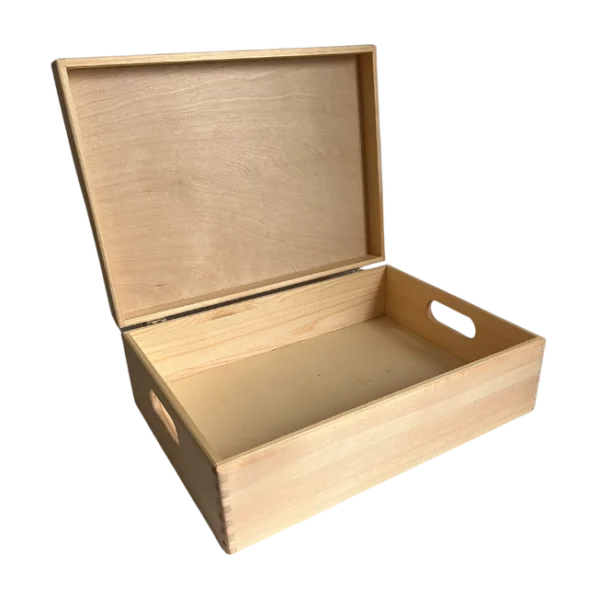 Houten bewaarbox laag